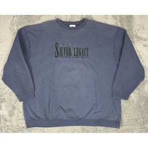 Vintage Silver Legacy‎ Casino Textured Sweatshirt M Made In USA Baggy 80s/90s